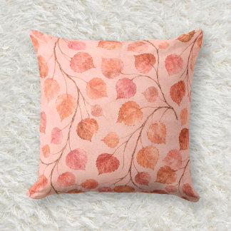 Coussin Motif aquarelle de tremble rouge cuivré