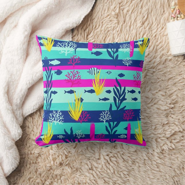 Coussin Motif aquarelle nautique rétro (5) (Couverture)