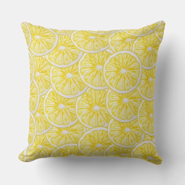 Coussin Motif Aquarelle Tranches de Citron (Recto)