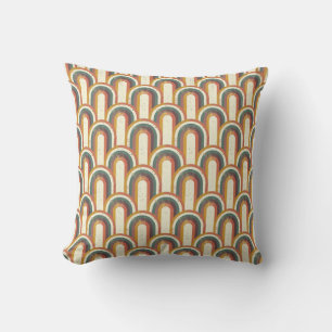 Coussin Motif arc-en-ciel coloré d'inspiration rétro