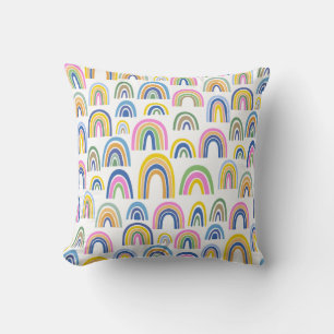 Coussin Motif arc-en-ciel coloré en rose et jaune 