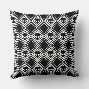 Coussin Motif Argyle Alien Noir et Blanc