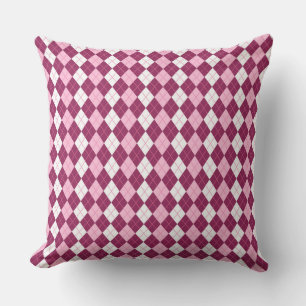 Coussin Motif Argyle Rose et Blanc Symétrique