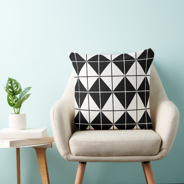 Coussin Motif Argyll Noir et Blanc (Chaise)