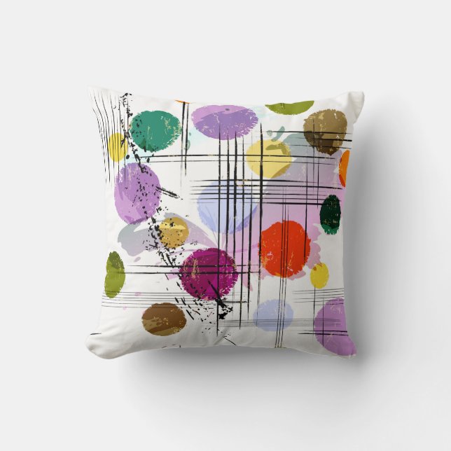 Coussin motif arrière - plan abstrait, avec cercles, ligne (Recto)