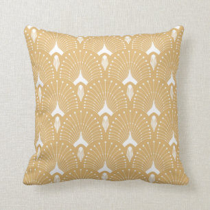 Coussin Motif art déco blanc et or
