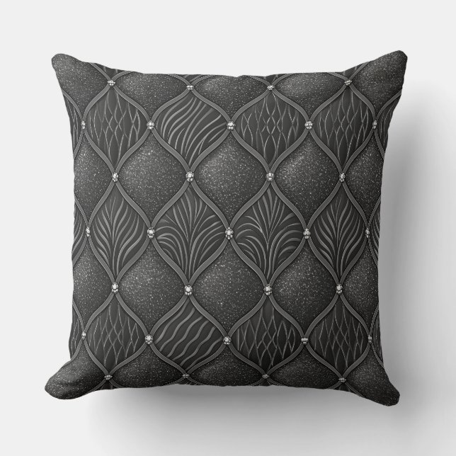 Coussin Motif Art Déco Noir Glamour (Recto)