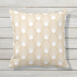 Coussin Motif Art déco or et blanc