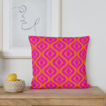Motif Art Ikat Ogee Été Rose Chaud Orange Gras
