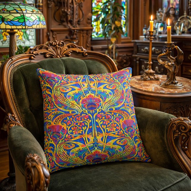 Coussin Motif Art Nouveau couleur rétro (Créateur téléchargé)