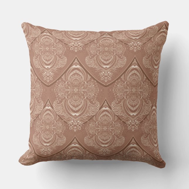 Coussin Motif Art Nouveau plume orange (Recto)
