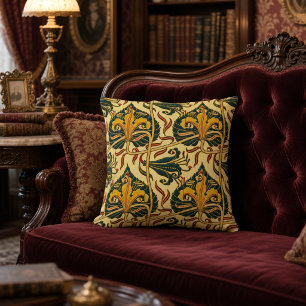 Coussin Motif Art nouveau rétro de lys par Walter Crane