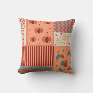 Coussin Motif Art Patchwork Gland de Feuille d'Automne