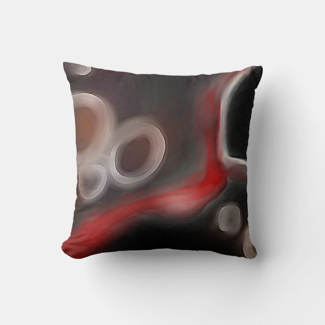 Coussin Motif artériel : Noir, Blanc et Rouge Abstrait (Recto)