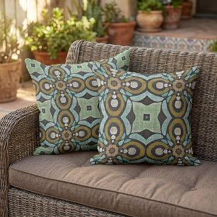Coussin Motif artistique de carreaux boho méditerranéen ma