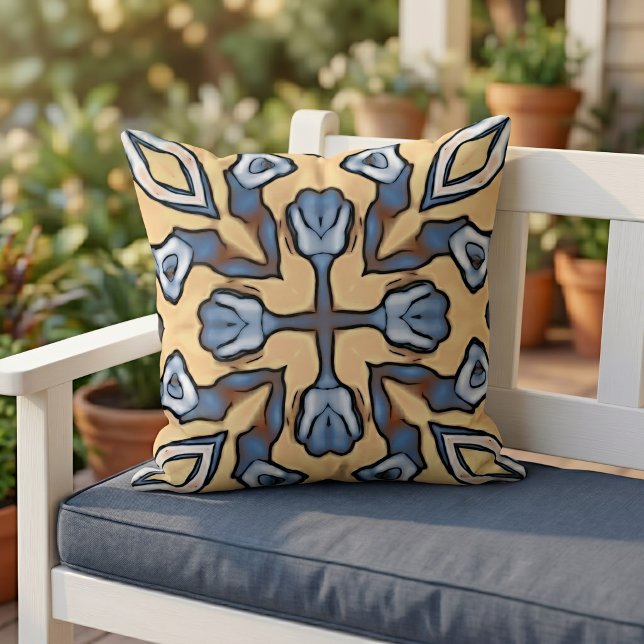 Coussin Motif artistique de carreaux boho méditerranéen ma (Créateur téléchargé)