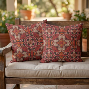 Coussin Motif artistique de carreaux boho méditerranéen ma