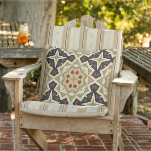 Coussin Motif artistique de carreaux boho méditerranéens m