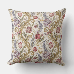 Coussin Motif artistique de damas floral baroque orné