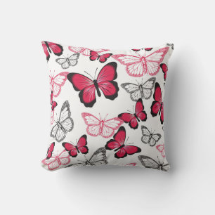 Coussin Motif artistique de papillon rouge et noir assez j