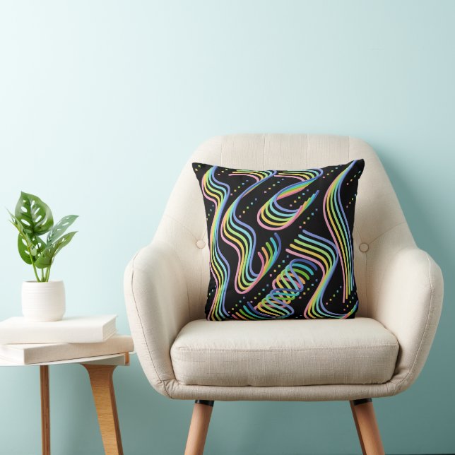 Coussin Motif artistique de rangées de rubans de couleur a (Chaise)