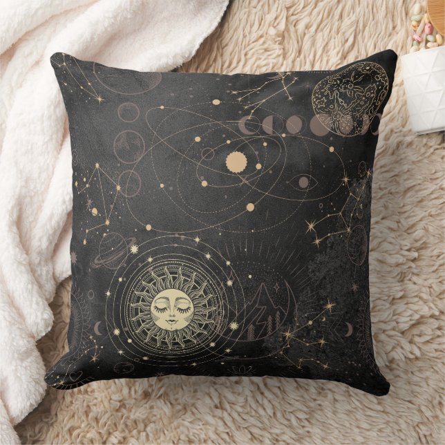 Coussin Motif Astrologique Black Gold (Couverture)