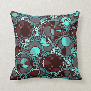 Coussin Motif au néon d'abrégé sur Bourgogne de turquoise