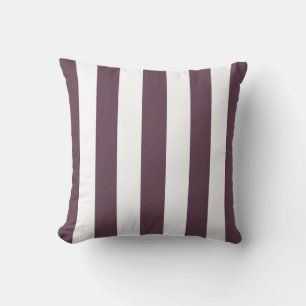 Coussin Motif Aubergine et Blanc à Rayures XL