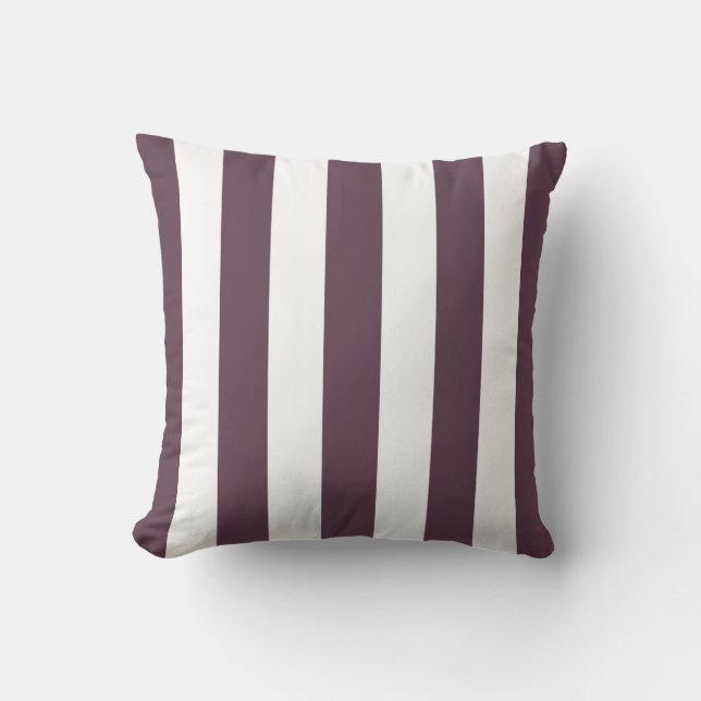 Coussin Motif Aubergine et Blanc à Rayures XL (Recto)