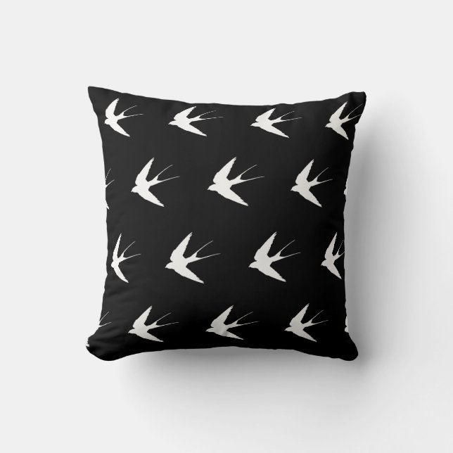 Coussin Motif avale - Noir et blanc inverse (Recto)
