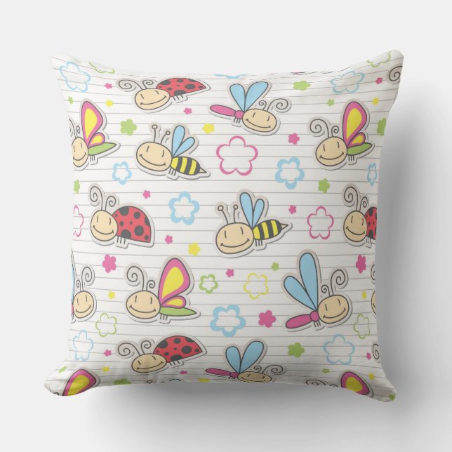 Coussin motif avec des insectes (Recto)