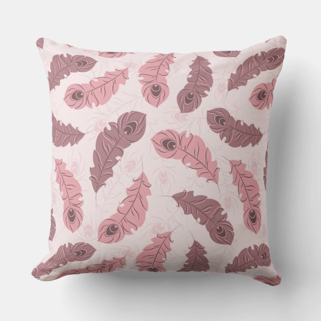 Coussin motif avec des plumes de paon (Recto)