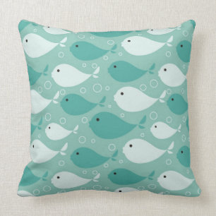 Coussin motif avec des poissons