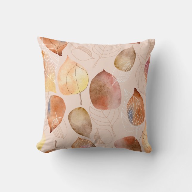 Coussin Motif avec feuille. Feuille de graphisme et d'aqua (Recto)