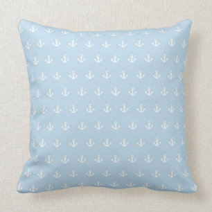 Coussin Motif avec les ancres blanches sur le bleu