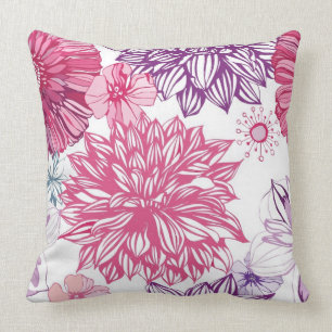Coussin Motif avec les asters et le dahlia roses