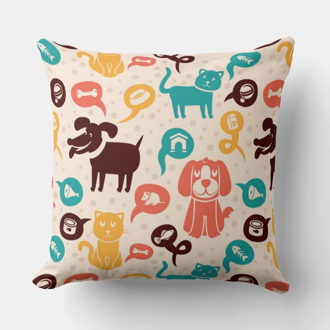 Coussin Motif avec les chats et les chiens drôles (Recto)