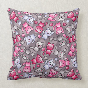 Coussin motif avec les chats mignons de griffonnage de