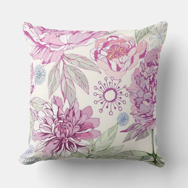 Coussin Motif avec les fleurs roses (Recto)