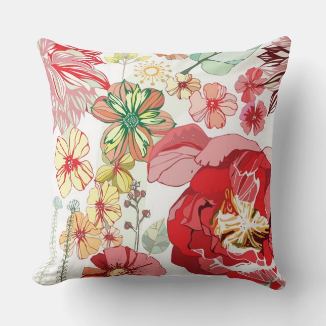 Coussin Motif avec les fleurs rouges (Recto)