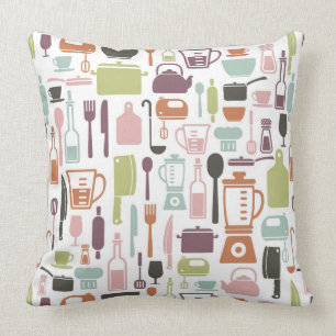 Coussin Motif avec les icônes colorées de cuisine