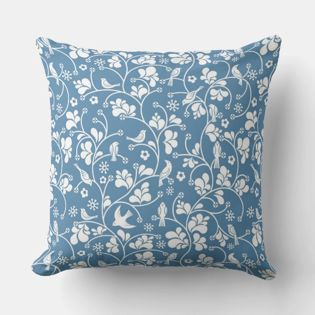Coussin motif avec les oiseaux et l'ornement de plantes (Recto)