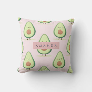 Coussin Motif Avocado personnalisé mignon souriant