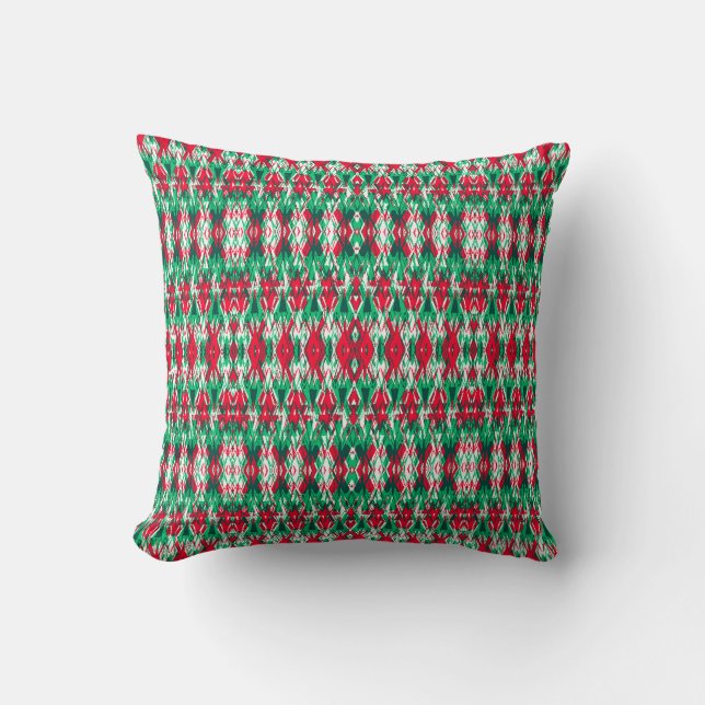Coussin Motif aztèque abstrait rouge vert mignon (Recto)