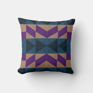 Coussin Motif aztèque bleu pourpre