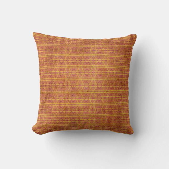 Coussin Motif aztèque rouge et orange (Recto)