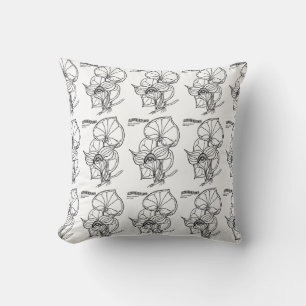 Coussin Motif Black White California Flowers