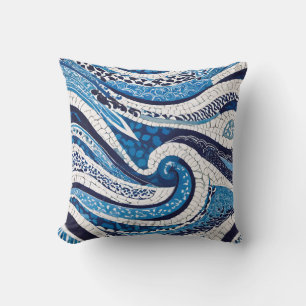Coussin Motif blanc bleu 05