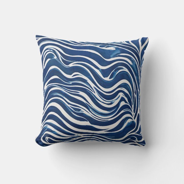 Coussin Motif blanc bleu tourbillon 06 (Recto)