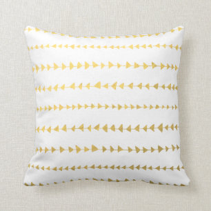 Coussin Motif blanc de flèches de feuille d'or de Faux